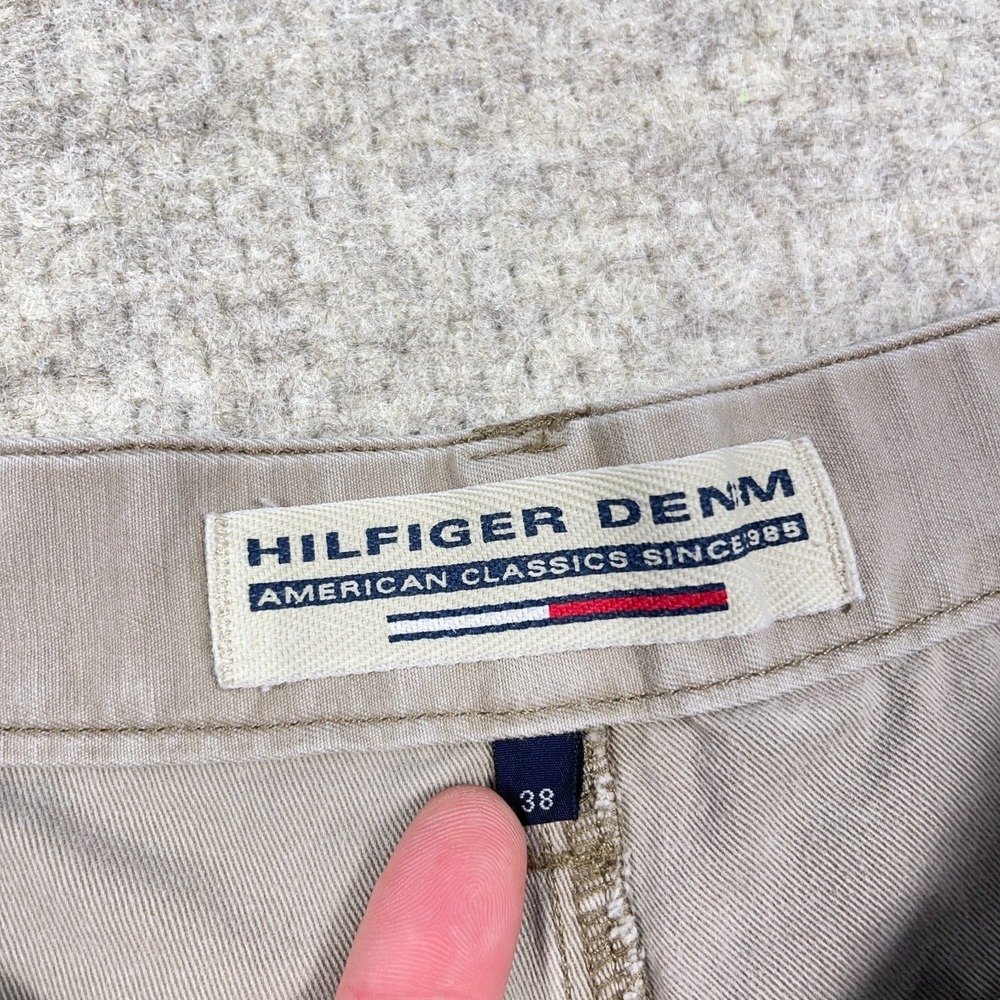Vintage Y2K Tommy Hilfiger Denim Shorts Men 38 Tan Baggy Jorts Baggy Loose Skate - Picture 4 of 14
